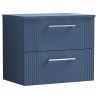 Deco Satin Blue 600mm Wall Hung 2 Drawer Vanity Unit with Worktop