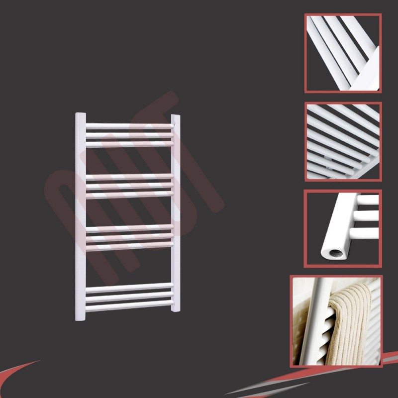 600mm (w) x 800mm (h) Straight White Towel Rail