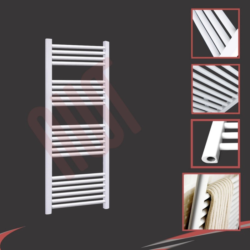 600mm (w) x 1200mm (h) Straight White Towel Rail