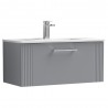 Deco Satin Grey 800mm Wall Hung Single Drawer Vanity Unit with Minimalist Basin