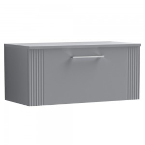 Deco Satin Grey 800mm Wall Hung Single Drawer Vanity Unit with Worktop