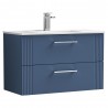 Deco Satin Blue 800mm Wall Hung 2 Drawer Vanity Unit with Minimalist Basin
