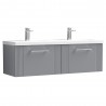 Deco Satin Grey 1200mm Wall Hung 2 Drawer Vanity Unit with Double Basin