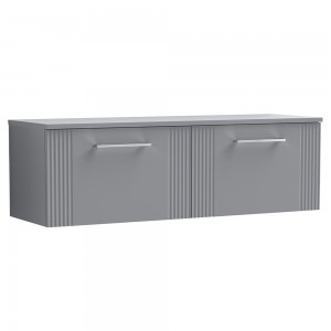 Deco Satin Grey 1200mm Wall Hung 2 Drawer Vanity Unit with Worktop