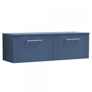 Deco Satin Blue 1200mm Wall Hung 2 Drawer Vanity Unit with Worktop