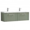 Deco Satin Reed Green 1200mm Wall Hung 2 Drawer Vanity Unit with Double Basin