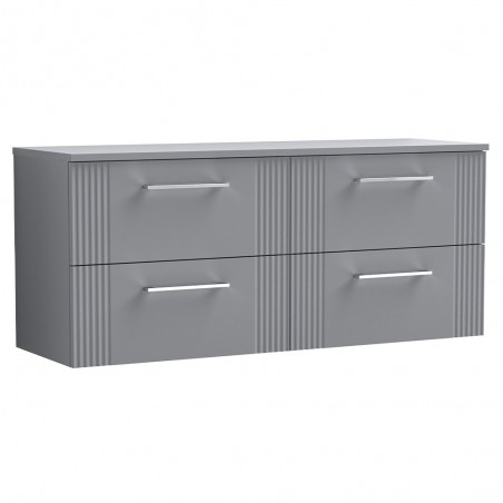 Deco Satin Grey 1200mm Wall Hung 4 Drawer Vanity Unit with Worktop