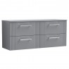 Deco Satin Grey 1200mm Wall Hung 4 Drawer Vanity Unit with Worktop
