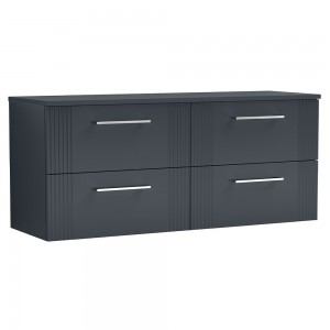 Deco 1200mm Wall Hung 4-Drawer Vanity Unit with Worktop - Soft Black
