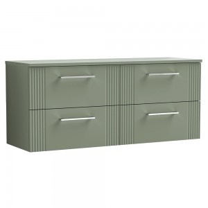 Deco Satin Reed Green 1200mm Wall Hung 4-Drawer Vanity Unit with Worktop