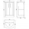 Deco Satin White 500mm Freestanding 2 Door Vanity Unit with Curved Basin - Technical Drawing