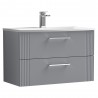 Deco Satin Grey 800mm Wall Hung 2 Drawer Vanity Unit with Curved Basin