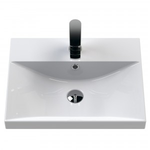 "Deco" Satin White 500mm Wall Hung Single Drawer Vanity Unit with Thin-Edge Basin