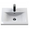 Deco Satin Blue 500mm Wall Hung Single Drawer Vanity Unit with Mid-Edge Basin - Insitu