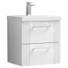 Deco Satin White 500mm Wall Hung 2 Drawer Vanity Unit with Thin-Edge Basin