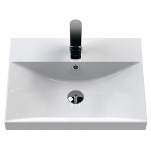 "Deco" Satin Grey 500mm Wall Hung 2 Drawer Vanity Unit with Thin-Edge Basin