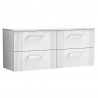 Deco 1200mm Wall Hung 4 Drawer Vanity Unit & Laminate Worktop - Satin White/Sparkle White