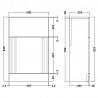 Deco Satin Blue 500mm WC Unit - Technical Drawing