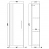 Deco 400 x 1200mm Bathroom Cabinet - Satin White - Technical Drawing