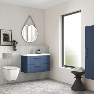 "Deco" 400 x 1200mm Bathroom Cabinet - Satin Blue