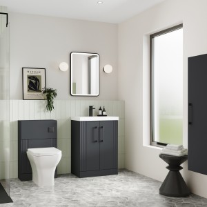 "Deco" 400 x 1200mm Bathroom Cabinet - Soft Black