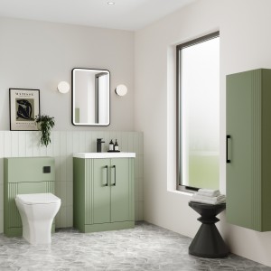 "Deco" 400 x 1200mm Bathroom Cabinet - Satin Reed Green