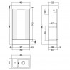 Deco 400mm Compact Freestanding 1 Door Vanity Unit with Basin - Satin White - Technical Drawing