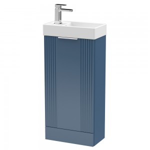 Deco 400mm Compact Freestanding 1 Door Vanity Unit with Basin - Satin Blue