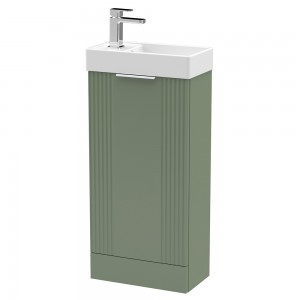 Deco 400mm Compact Freestanding 1 Door Vanity Unit with Basin - Satin Green