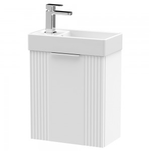 Deco 400mm Compact Wall Hung 1 Door Vanity Unit with Basin - Satin White