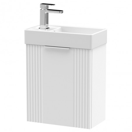 Deco 400mm Compact Wall Hung 1 Door Vanity Unit with Basin - Satin White