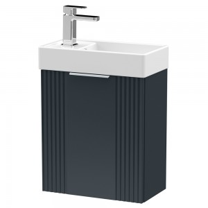Deco 400mm Compact Wall Hung 1 Door Vanity Unit with Basin - Soft Black