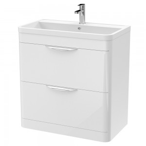 Parade Gloss White Floor Standing 800mm (w) x 840mm (h) x 450mm (d) Cabinet & Basin