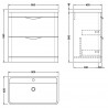 Parade Gloss White Floor Standing 800mm (w) x 840mm (h) x 450mm (d) Cabinet & Basin - Technical Drawing