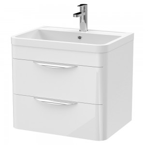 Parade Gloss White 600mm (w) x 540mm (h) x 450mm (d) Wall Hung Cabinet & Ceramic Basin