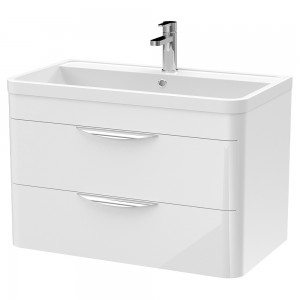 Parade Gloss White 800mm (w) x 540mm (h) x 450mm (d) Wall Hung Cabinet & Ceramic Basin