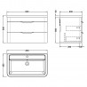 Parade Gloss White 800mm (w) x 540mm (h) x 450mm (d) Wall Hung Cabinet & Ceramic Basin - Technical Drawing