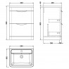 Parade Gloss White 600mm (w) x 840mm (h) x 450mm (d) Floor Standing Cabinet & Ceramic Basin - Technical Drawing