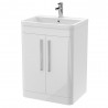 Parade 600mm Freestanding 2 Door Vanity Unit with Polymarble Basin - Gloss White