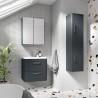 Parade 600mm Wall Hung 2 Drawer Vanity Unit with Polymarble Basin - Soft Black - Insitu