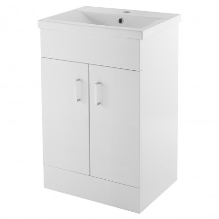 Eden Gloss White Floor Standing 500mm (w) x 840mm (h) x 390mm (d) Cabinet & Basin