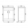 Eden Gloss White Floor Standing 600mm (w) x 840mm (h) x 390mm (d) Cabinet & Basin - Technical Drawing