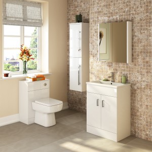 "Eden" Gloss White Floor Standing 600mm (w) x 818mm (h) x 400mm (d) Cabinet & Basin