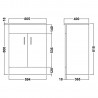 Eden Gloss White Floor Standing 600mm (w) x 818mm (h) x 400mm (d) Cabinet & Basin - Technical Drawing
