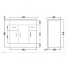 Eden Gloss White Floor Standing 800mm (w) x 840mm (h) x 390mm (d) Cabinet & Basin - Technical Drawing