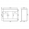Eden Gloss White Floor Standing 1000mm (w) x 840mm (h) x 390mm (d) Cabinet & Basin - Technical Drawing