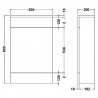 Eden 500mm (w) x 800mm (h) x 200mm (d) Toilet Unit - Technical Drawing