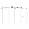 Eden 900mm (w) x 650mm (h) x 110mm (d) 3 Door Mirror Cabinet - Technical Drawing