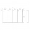 Eden 1200mm (w) x 650mm (h) x 110mm (d) 4 Door Mirrored Cabinet - Technical Drawing
