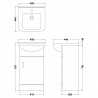 Mayford Gloss White Floor Standing 450mm (w) x 836mm (h) x 440mm (d) Cabinet & Basin - Technical Drawing